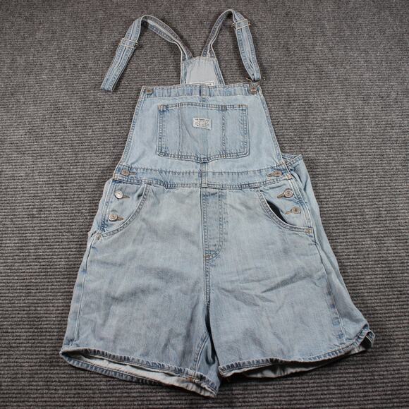 Levi’s Shortalls Womens Small Light Wash Denim 52333 Adjustable Missing Buckle - Picture 1 of 8